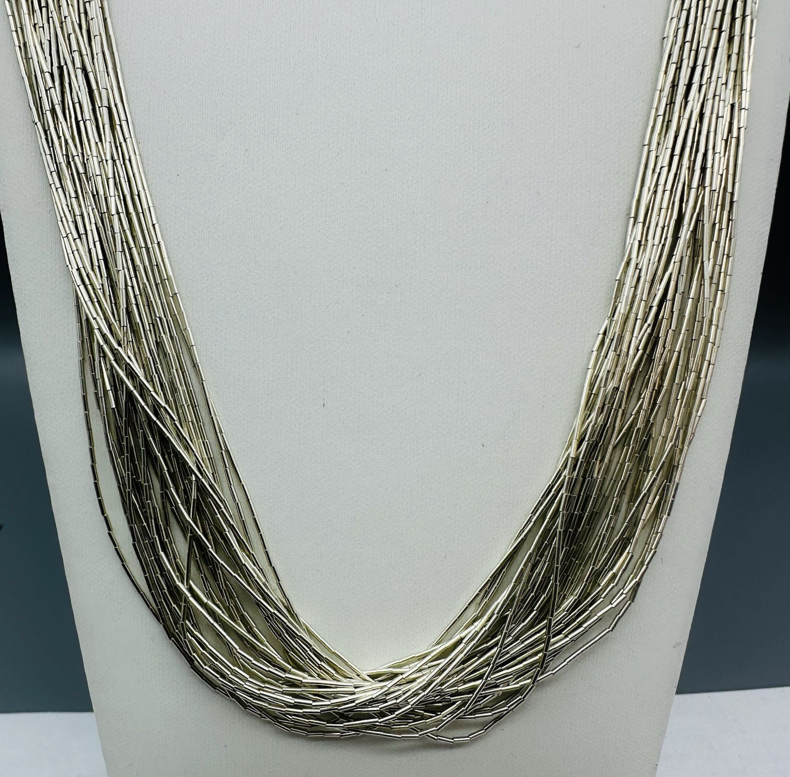 Liquid Sterling Silver 30 Strand Necklace & Earrings Set, 24” Long, Approx 45g