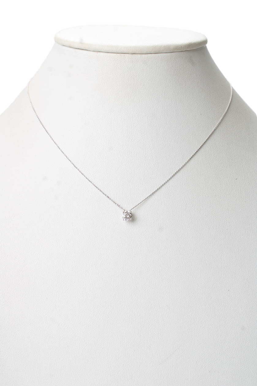 Midas Womens 14k W Gold ~.45CT Lab Created Diamond Pendant Necklace 16″ 1g