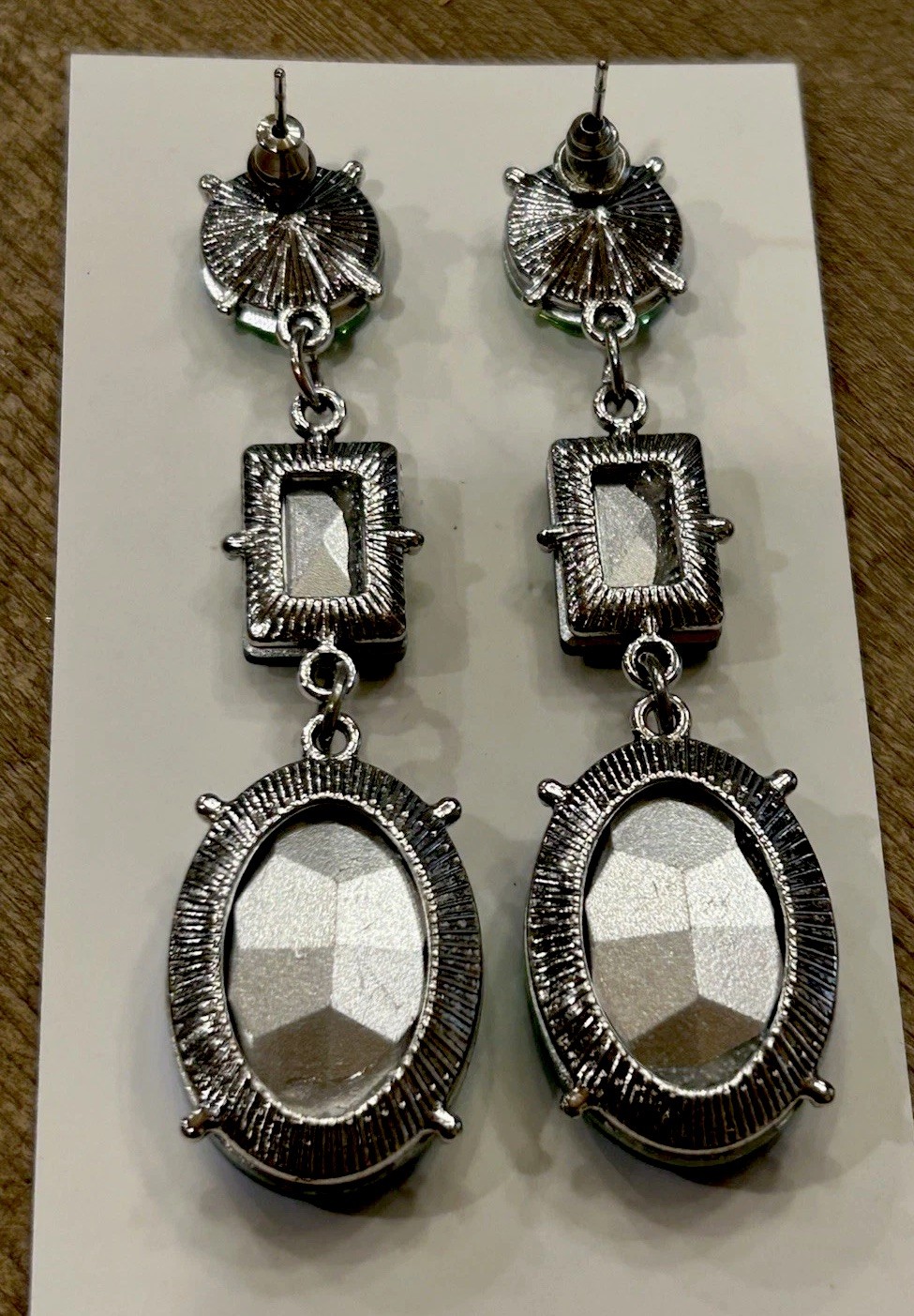 Stunning “Mermaid Dreams” Iridescent Green & Blue Dangle Rhinestone Earrings New
