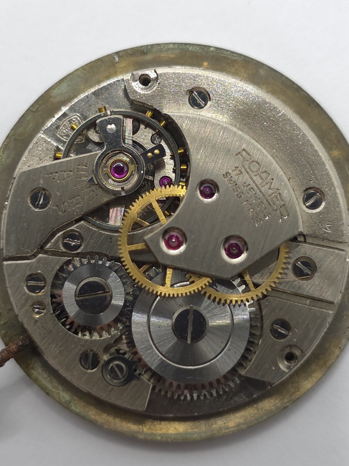 Vintage Roamer Watch Movement Cal. MST 372 Good Balance Main Spring Stem Crown