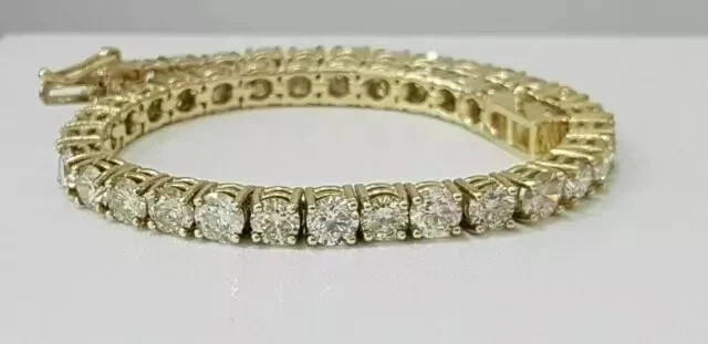 8Ct Round Cut White Moissanite Women’s Tennis Bracelet 14k Yellow Gold Plated