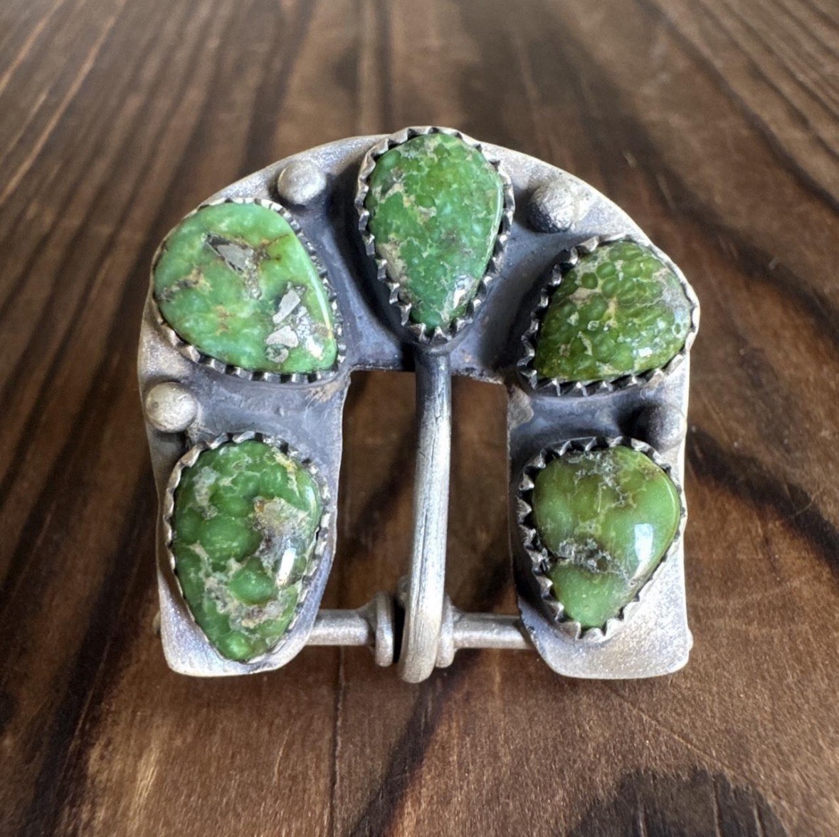 Sterling Silver Sonoran Gold Turquoise Buckle Ring Adjustable Stamped 925