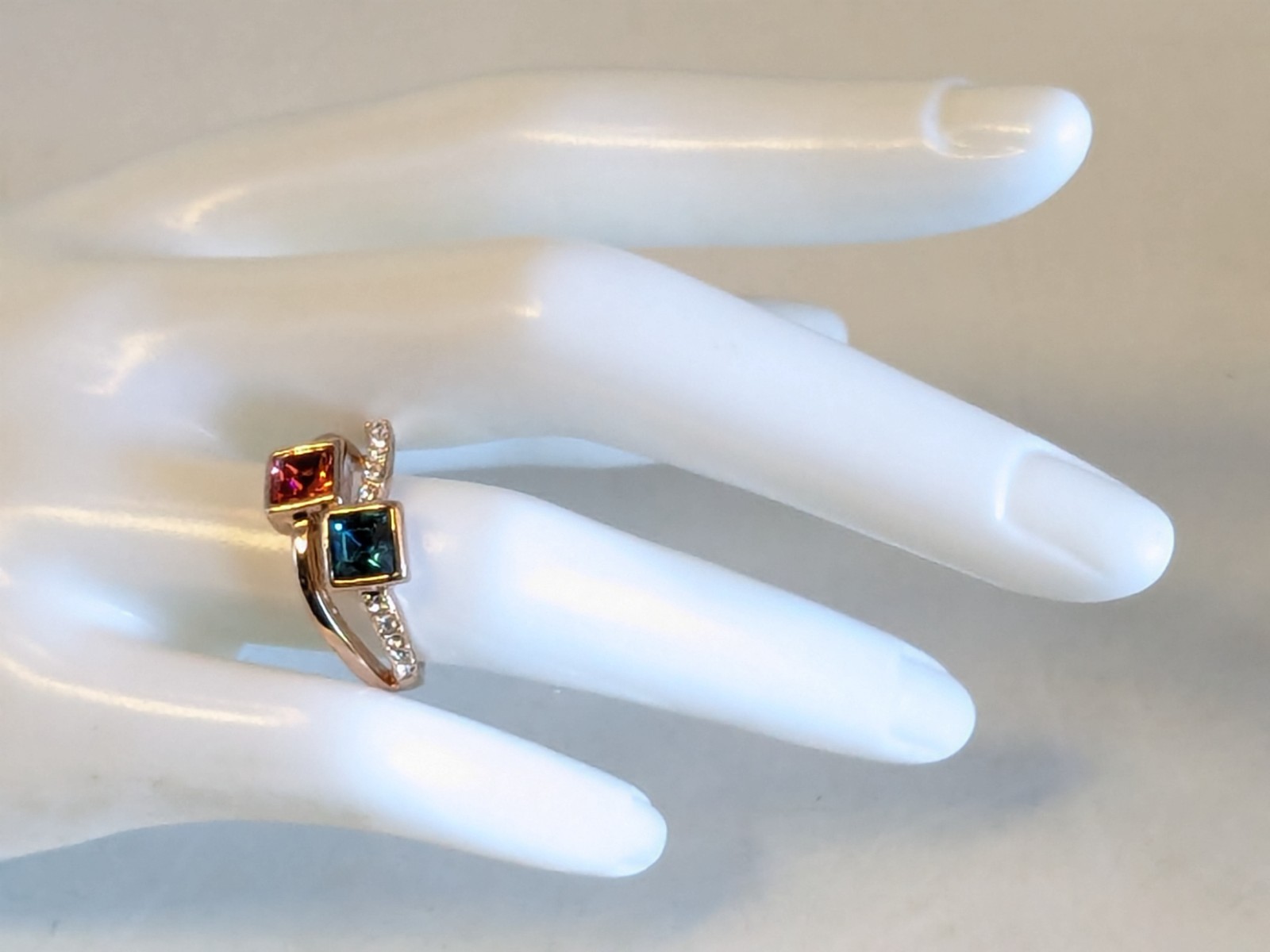 Faux Citrine and Topaz Princess Cut 18KRGP Ring Jewelry