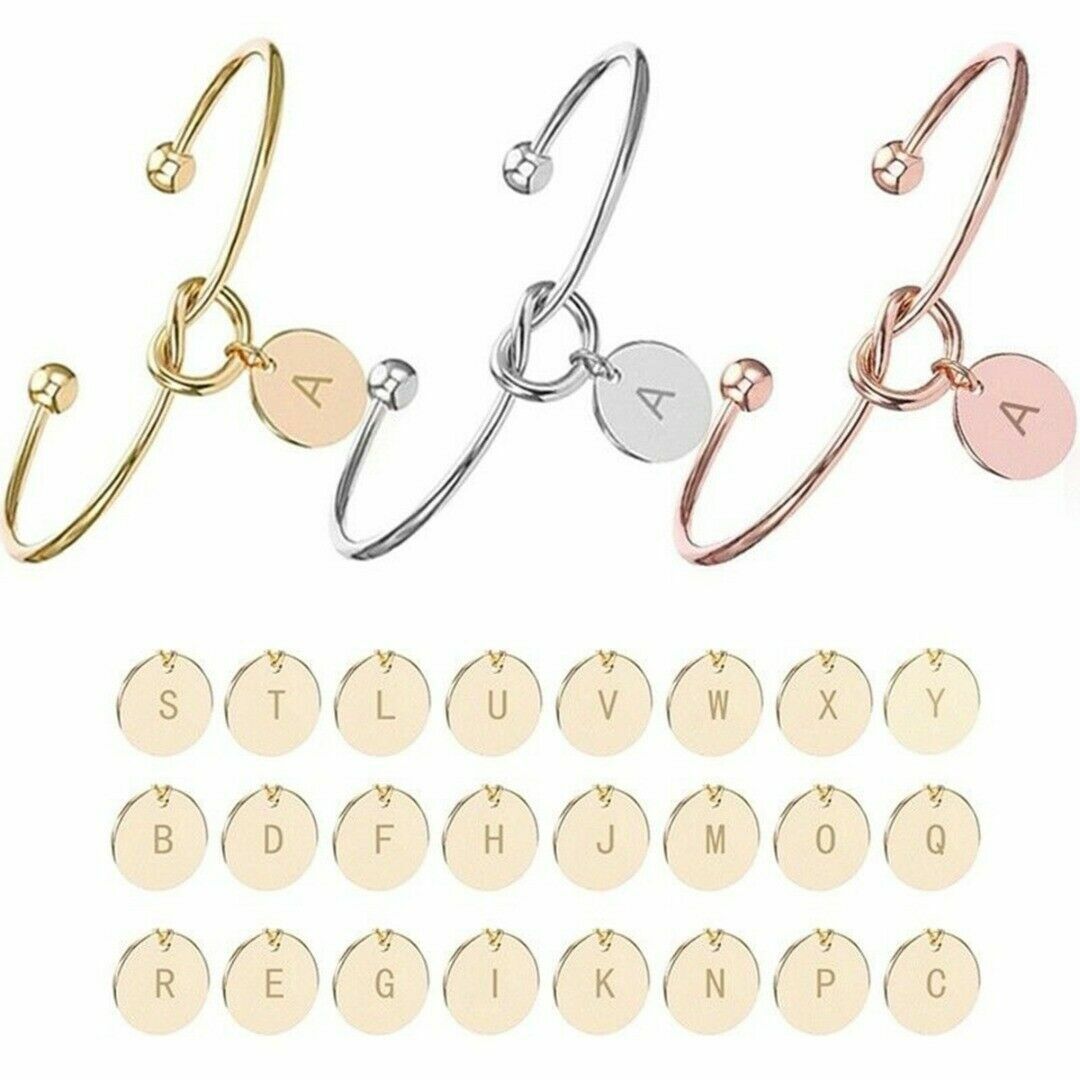 Personalized Bracelet Initial Knot Monogram Bridesmaid Bangle 26 Letter UK Stock