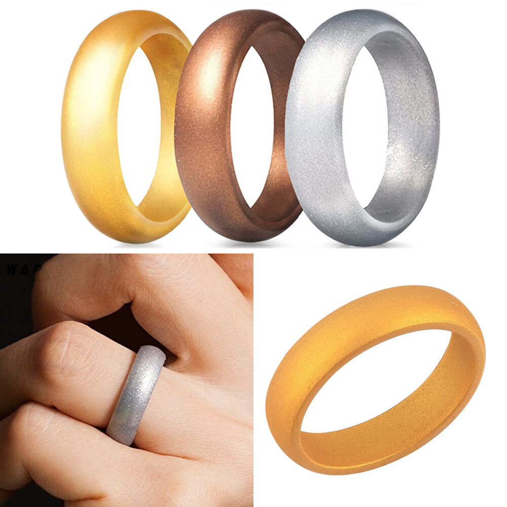 1pc 5.7mm Width Silicone Ring Flexible Rubber Wedding Finger Band for Women Men