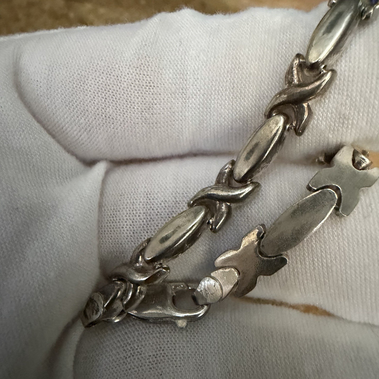 Vintage STAR 925 X’s & O’s Hugs Kisses Sterling Silver XO Link Bracelet