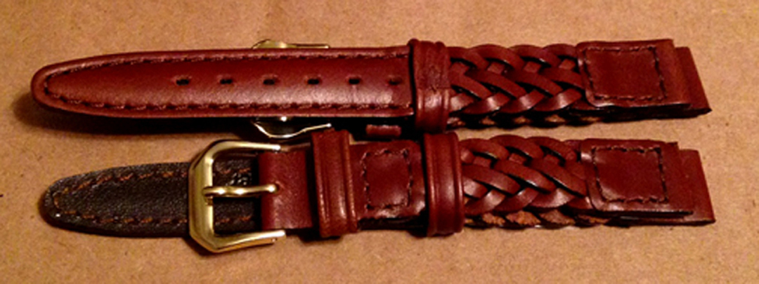 12MM BROWN BRAIDED WOVEN LEATHER WATCH BAND !