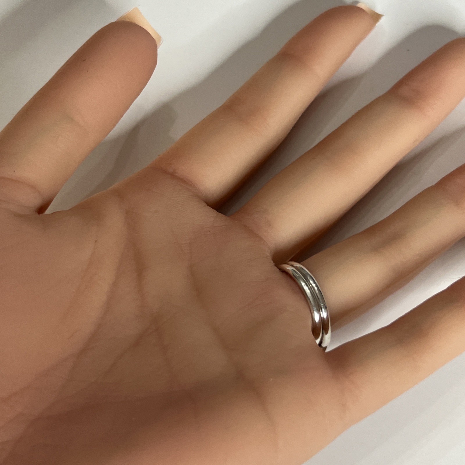 Vintage HT Native American Rainbow Calsilica Ring Sz 8 Sterling Signed Stamped
