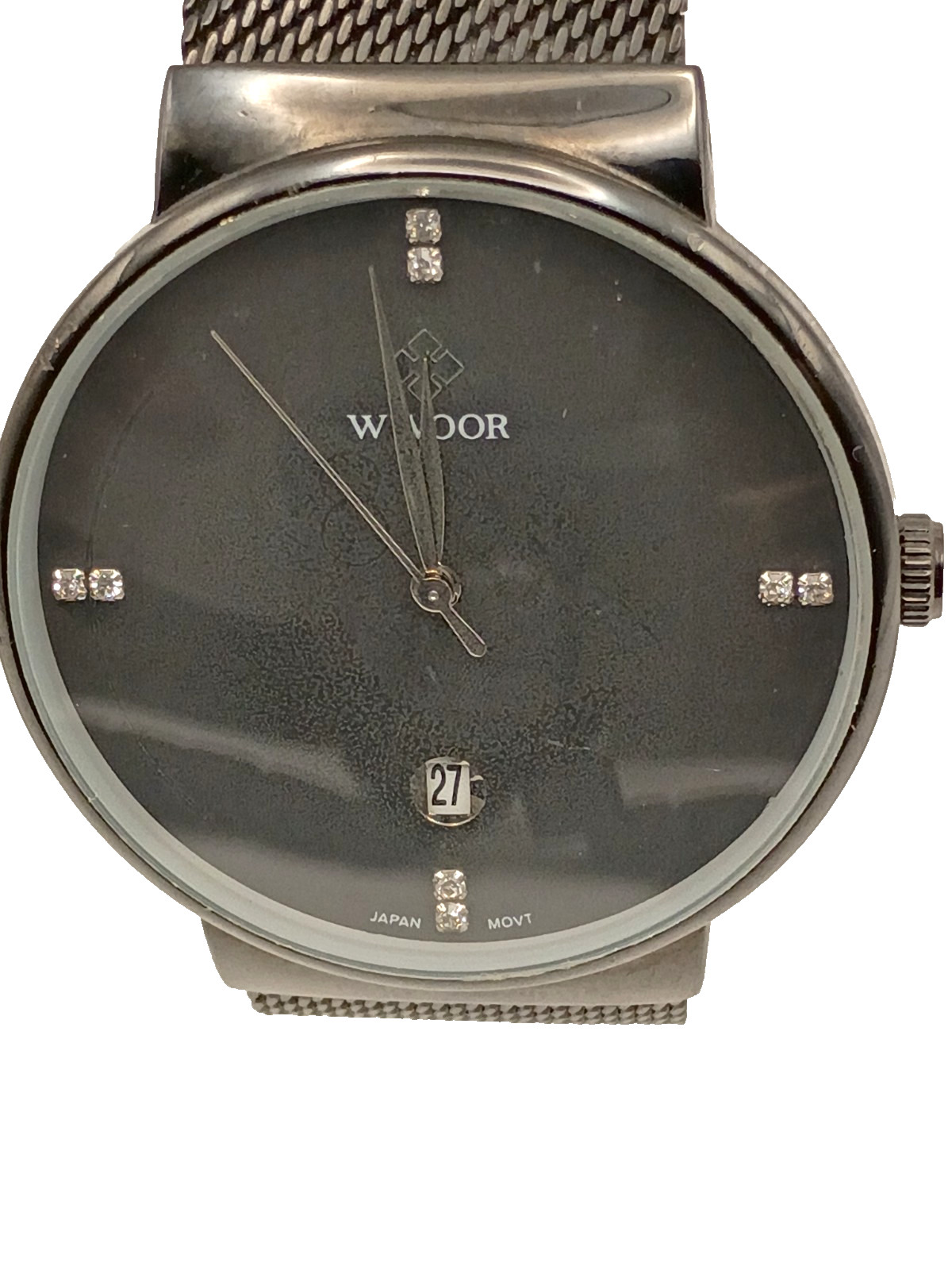 WWOOR Men’s Watch Black Tone Stainless Steel Classic Black Big Quartz Dial S/ST