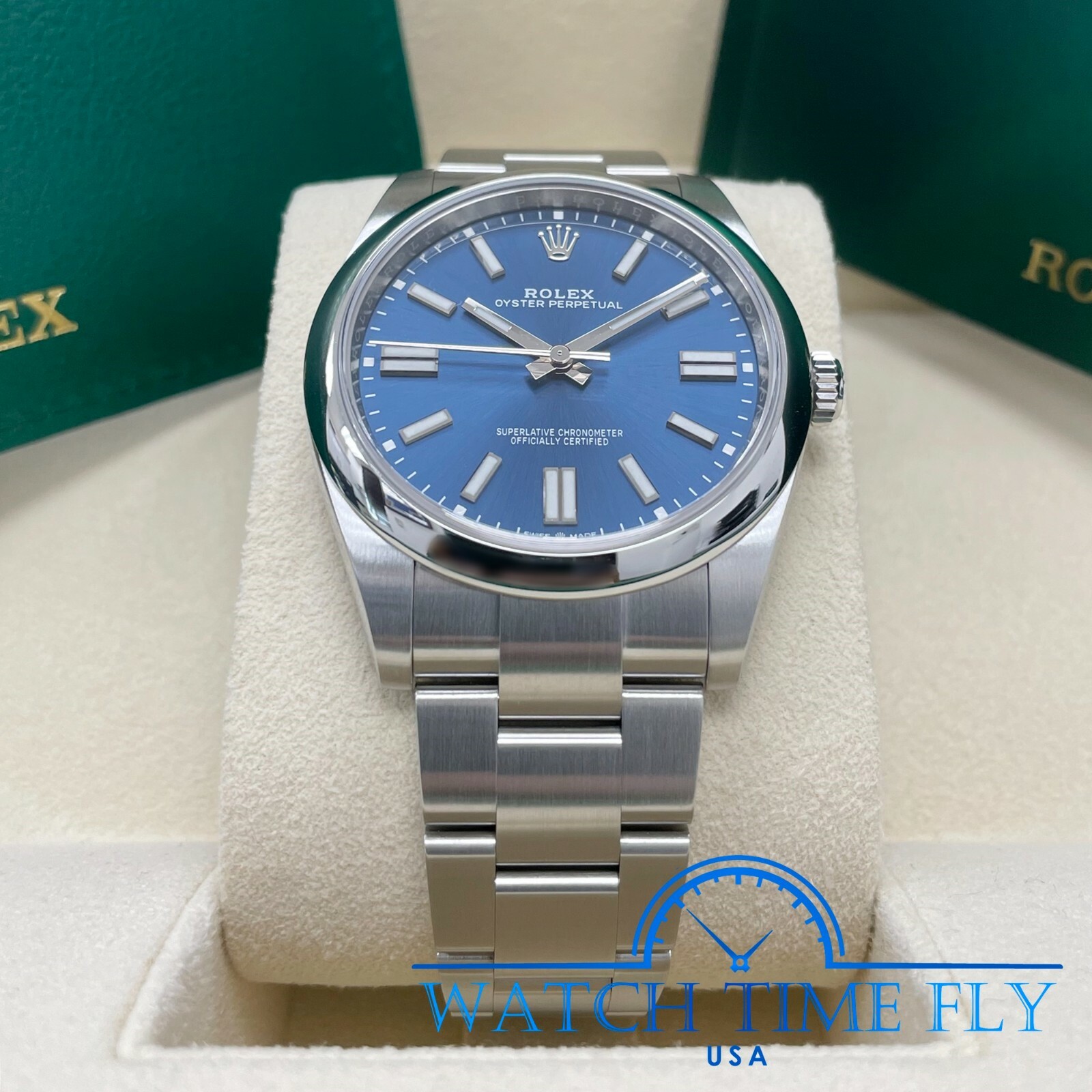 Rolex 2022 UNWORN Oyster Perpetual 41mm 124300 Stainless Steel Bright Blue Dial