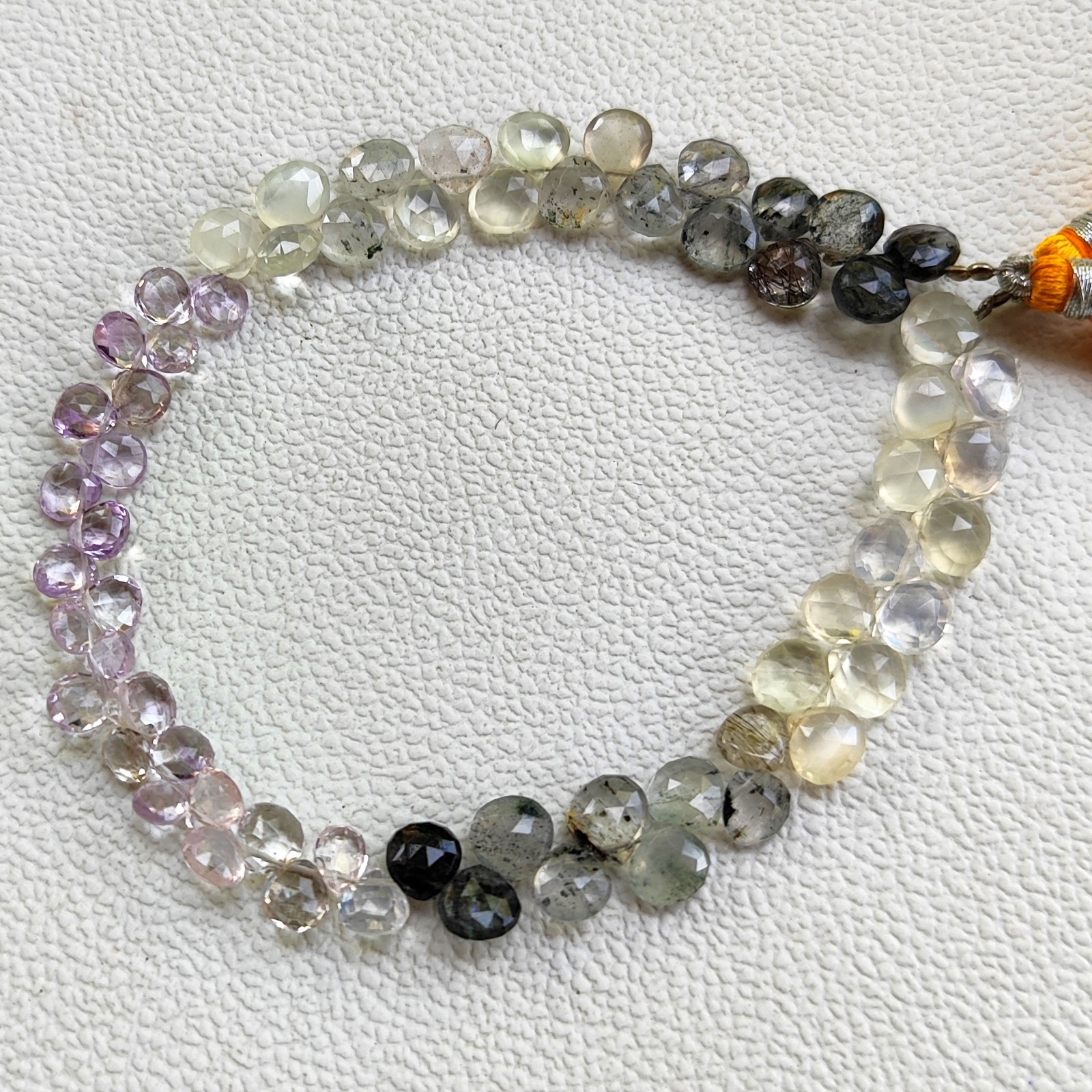 Brazil Super Seven & Rutile Quartz Gems 5-7mm Faceted Briolette Beads 9″ Strand