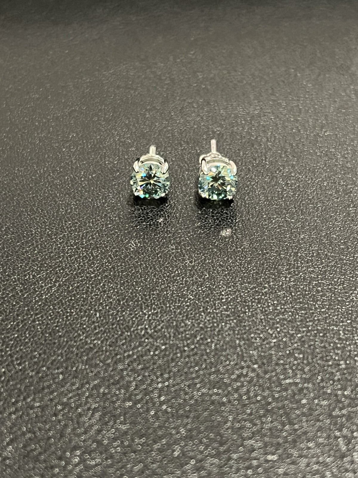 1.00 Ct Flawless Light Blue Green Moissanite Earrings (2.00 Ct Per Pair)