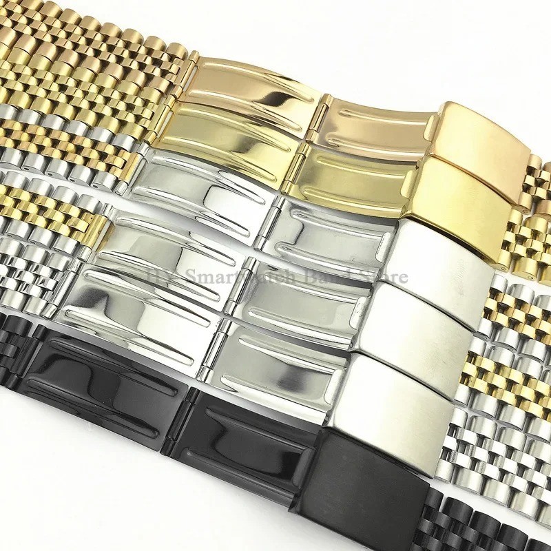 13 – 20mm Stainless Steel Curved End Jubilee Watch Band Bracelet Fits for Rlx