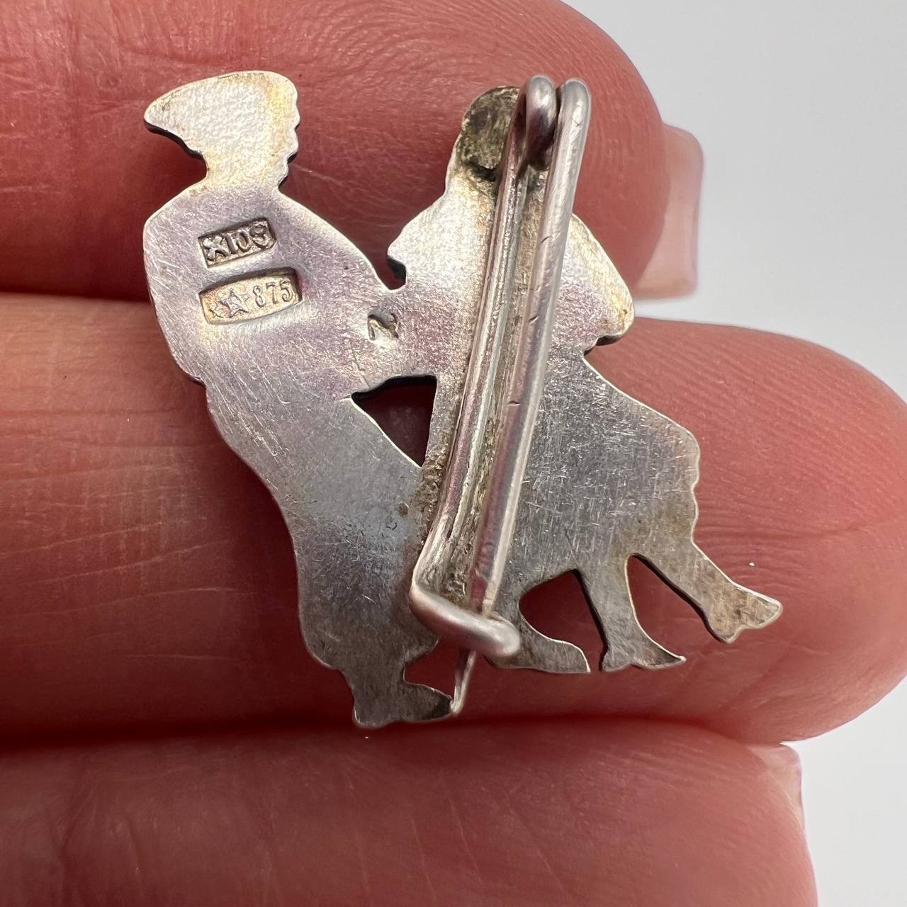 1968 Vintage Ukrainian 875 Silver Brooch Hopak Dance Folk Costume Pin Ukraine