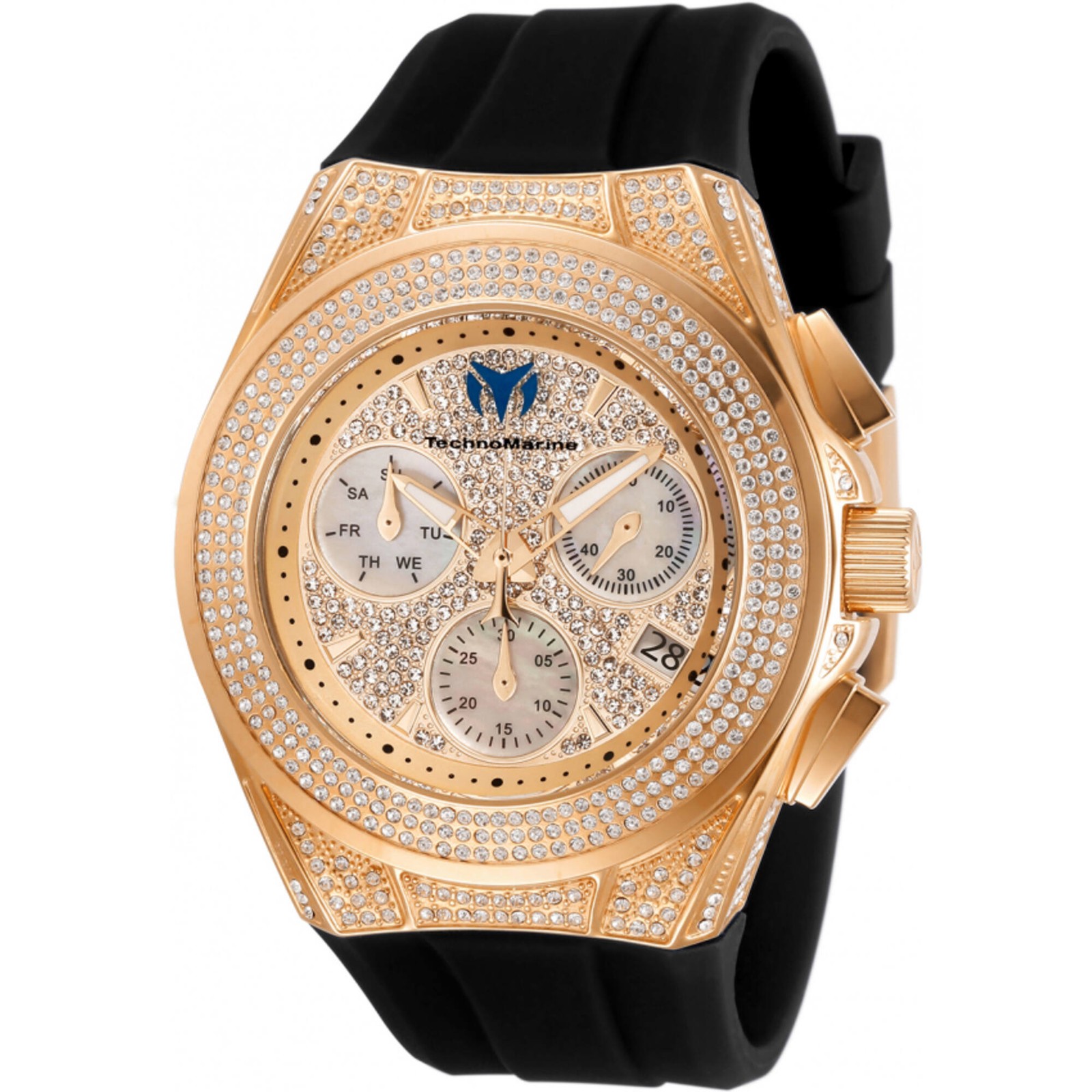 Technomarine Women’s Watch Cruise Diva Pave Black Silicone Strap TM-118109