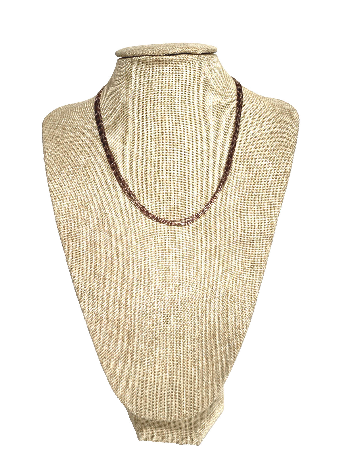 Multi-Strand Copper Ball & Bar Chain Necklace 17-1/2″ Long