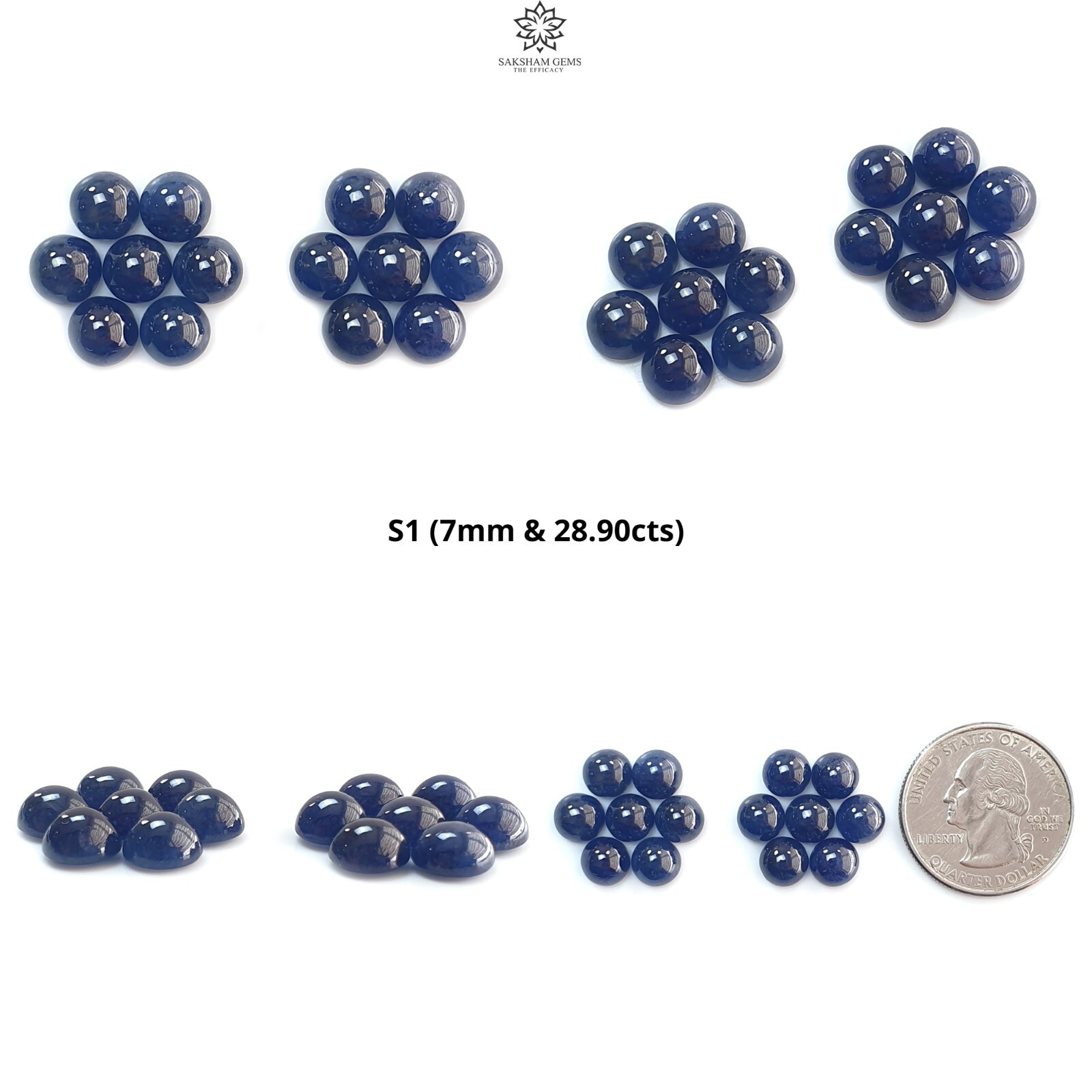 Natural Purple Ruby, Blue Sapphire Gemstone Round Shape Cabochon 7mm Lots
