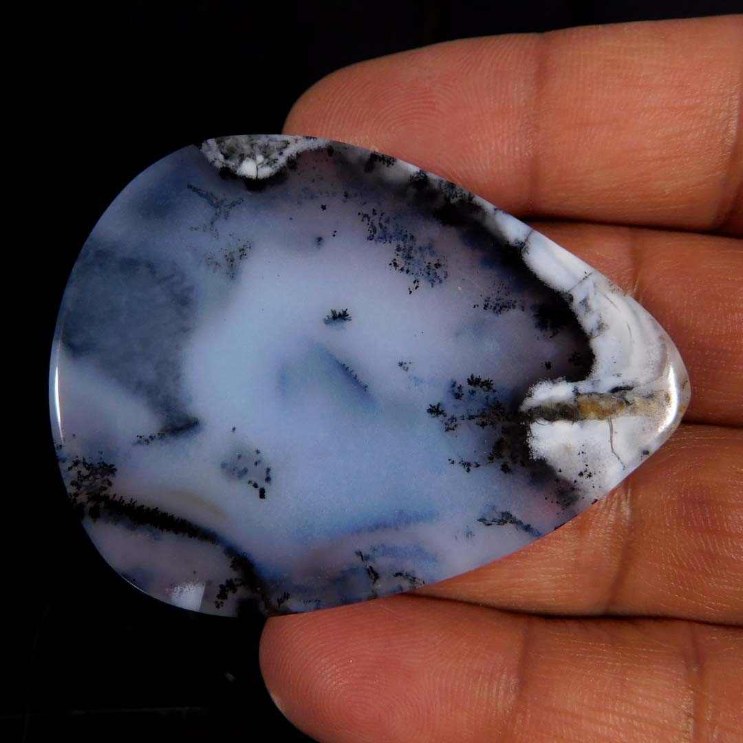 97.85Cts. Natural Gorgeous Dendritic opal Pear Cabochon Reiki Healing Gemstone