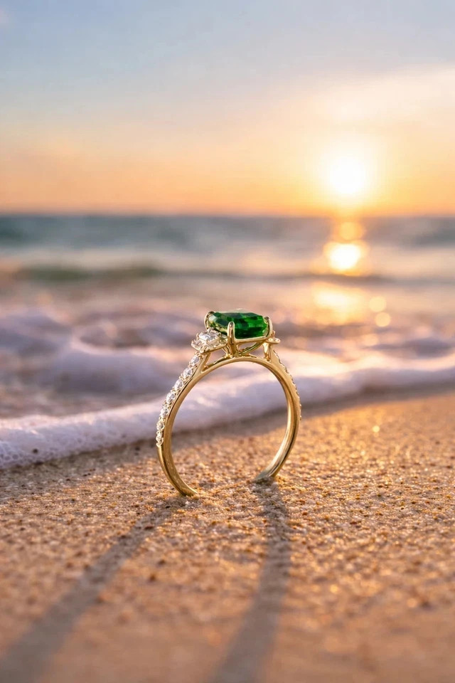 3.00 Ct Emerald Cut Lab Created Diamond & Wedding Ring 14K Yellow Gold Plated