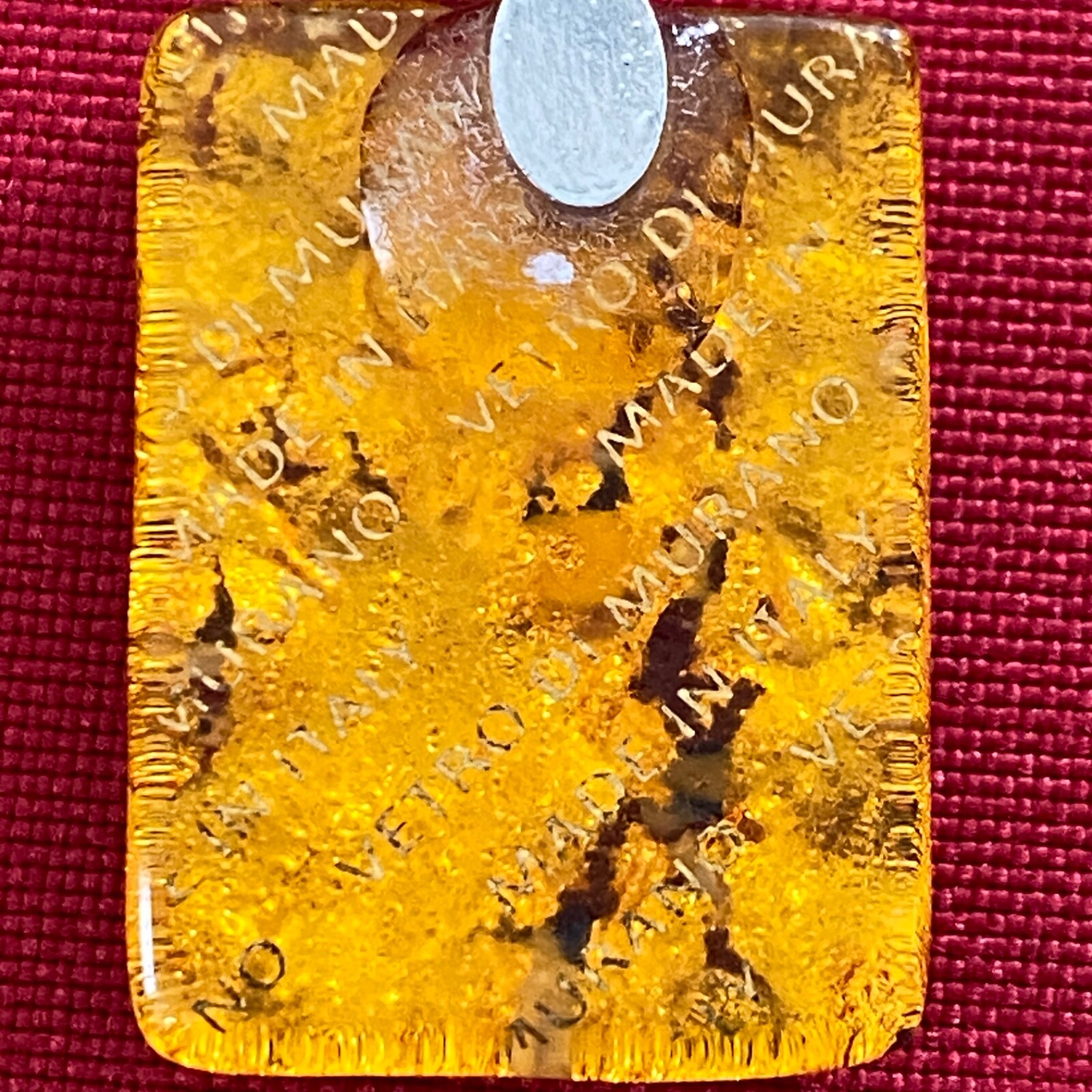 Vetro Di Murano Gold Glass Pendant Necklace with Millefiori Chips 9″ Black Cord