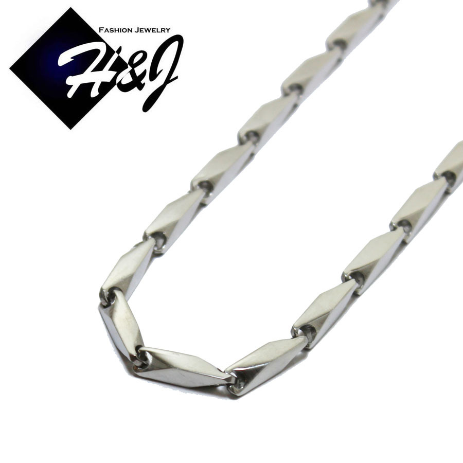 24″MEN Stainless Steel 4mm Silver Arrow Link Bullet Chain Necklace Bracelet SETS