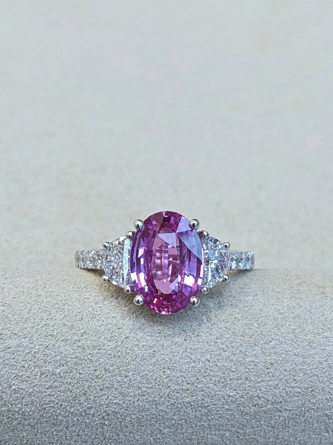 2.53Ct Oval Cut Natural Pink Sapphire Diamond Wedding Ring 14K Real White Gold 7