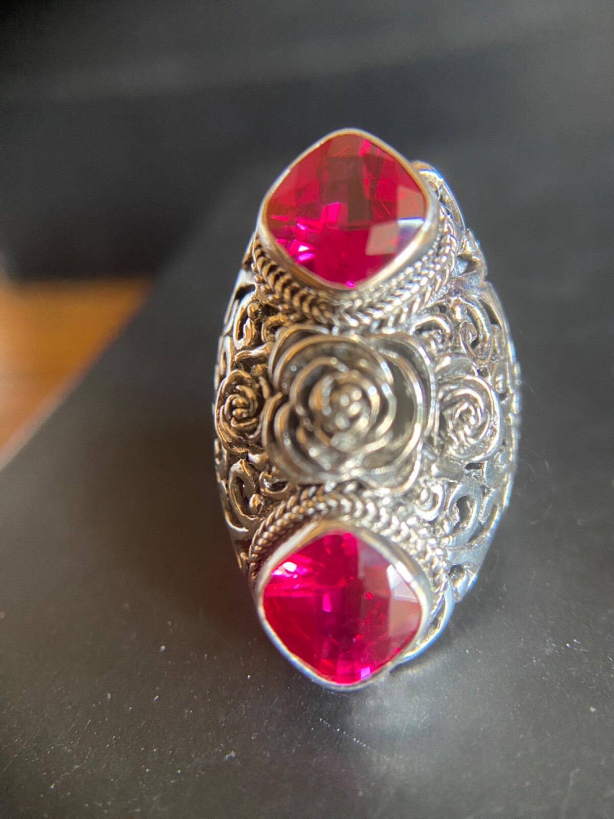 Sarda, Bali Made,Large & In Charge, Sterling & Lab Created Ruby Dinner Ring