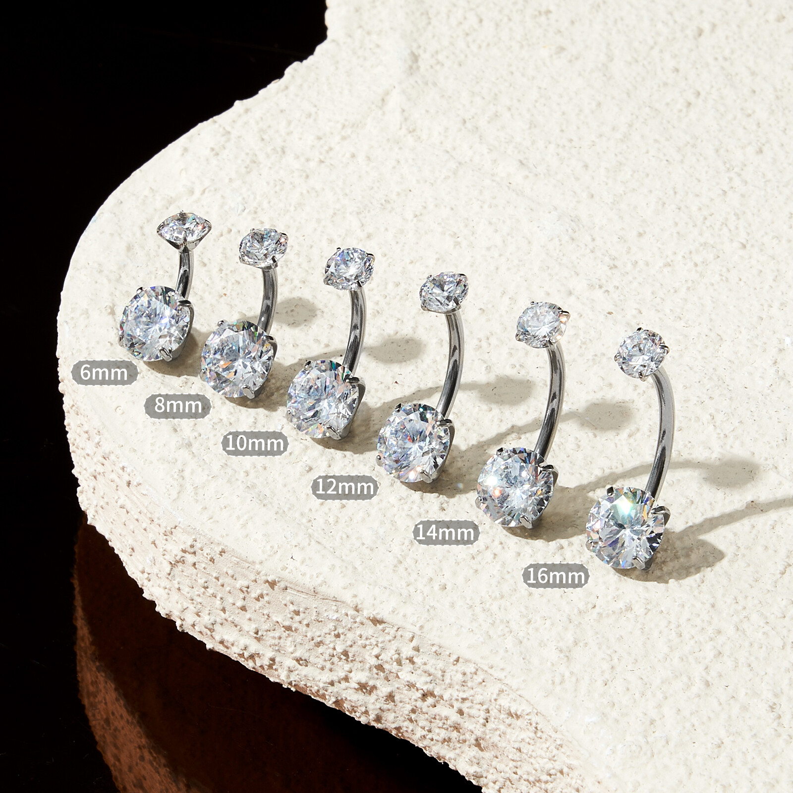 1-3Pcs CZ Belly Button Ring Surgical Steel Navel Rings Body Piercing Jewelry 14G