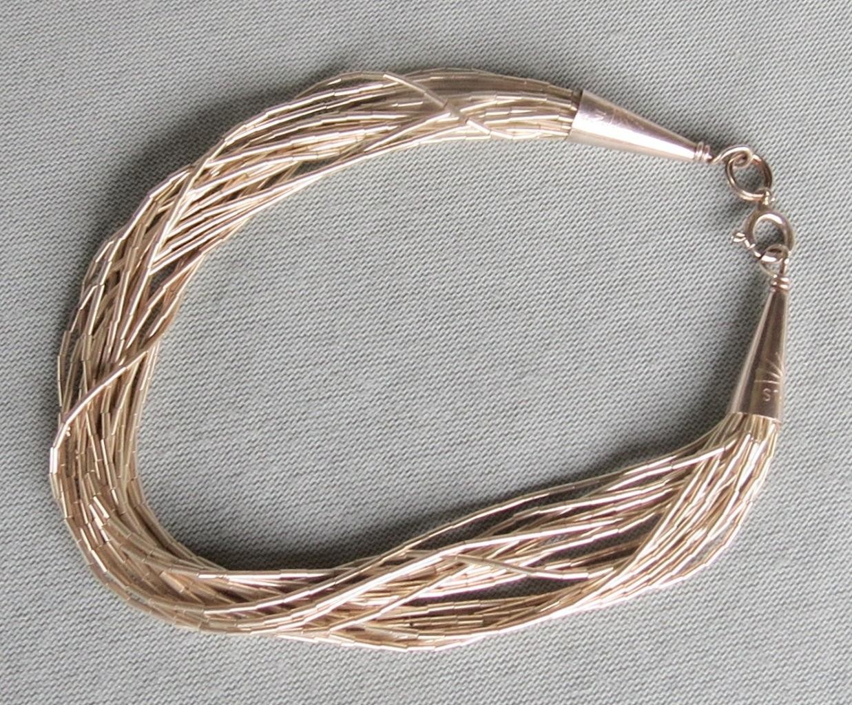 VINTAGE MULTI STRAND LIQUID SILVER STERLING BRACELET