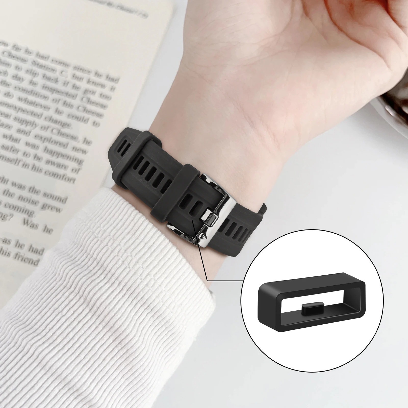 10-Pack Silicone Watch Strap Band Hoop Loop Retainer Buckle Holder Ring Keeper