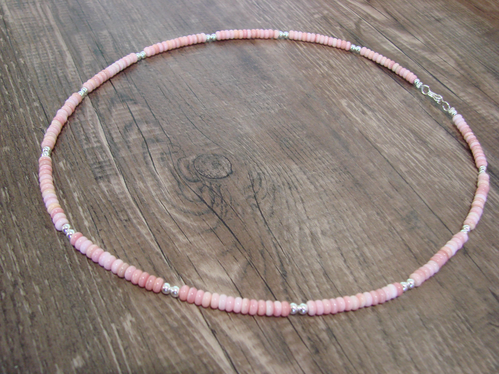 Native American 18″ Sterling Silver & Pink Conch Necklace by Joe