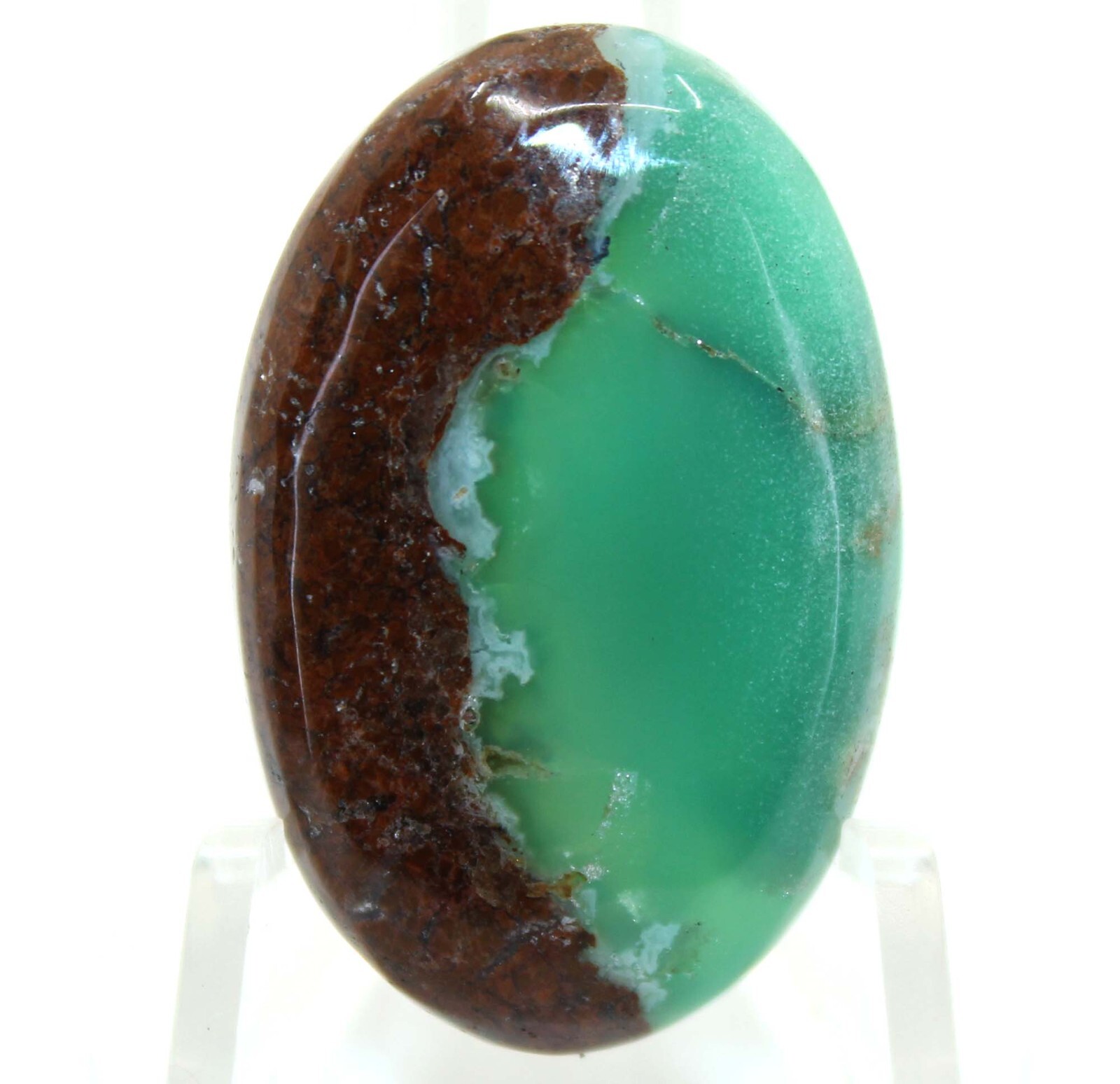 35.50 Cts AA Bio Chrysoprase Gemstone Oval Cabochon Loose Gemstone 32x21x5 mm