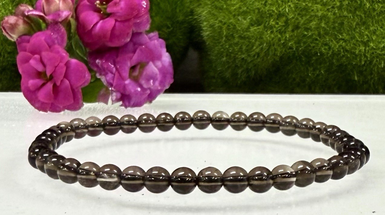 Wholesale 6 Pcs Natural Smoky Quartz 4mm 7.5” Stretch Bracelet Crystal