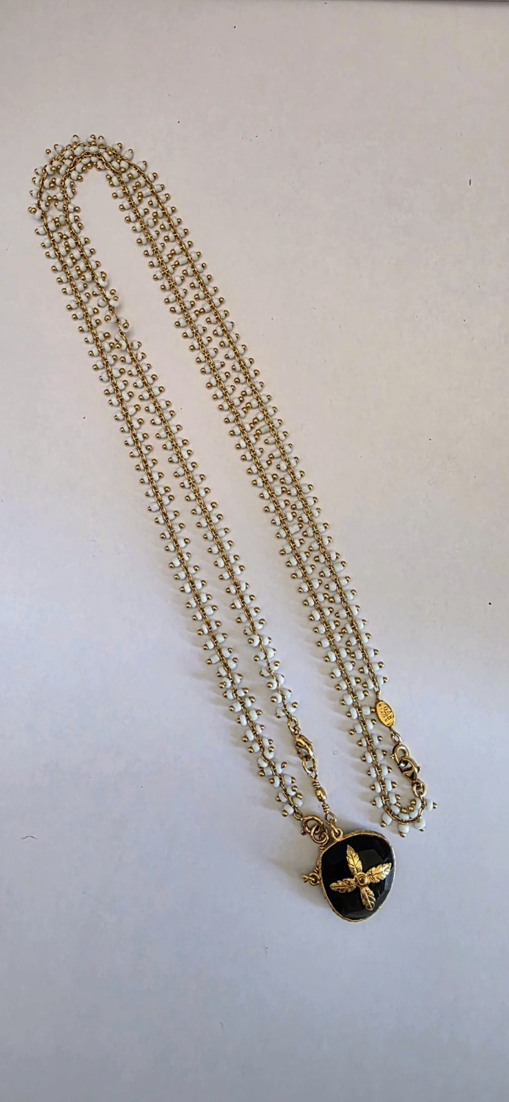 GAS Bijoux mother-of-pearl necklace gold plated black quartz pendant