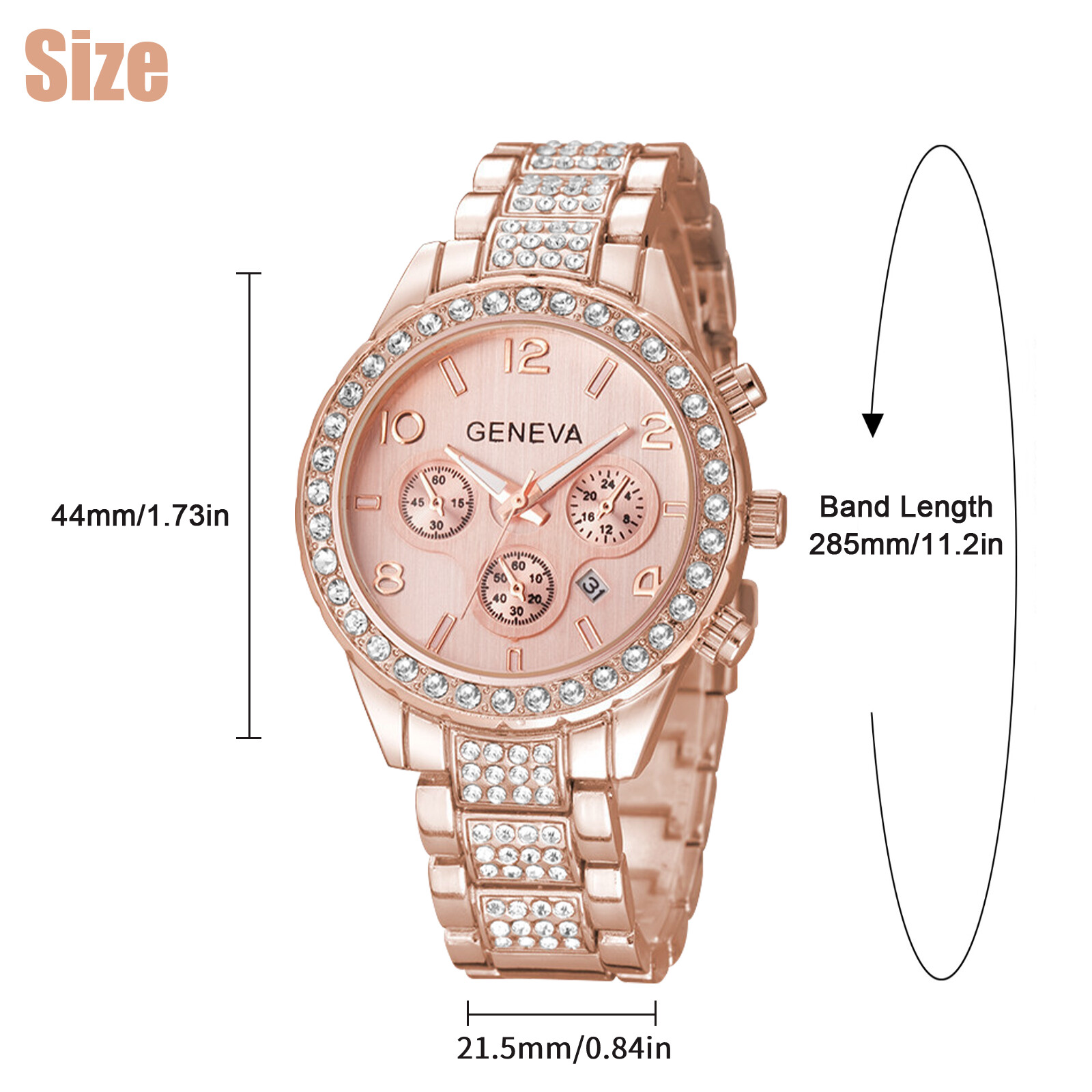 Waterproof Women Luxury Classic Stainless Steel Crystal Quartz Round Wrist Watch