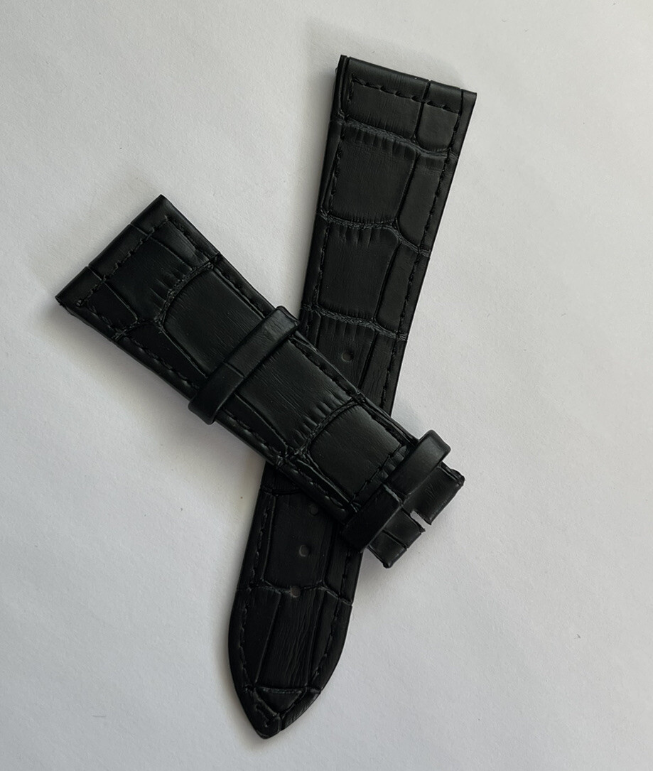 New 26mm Generic Black Alligator Leather Band Strap To Fit Franck Muller Watch