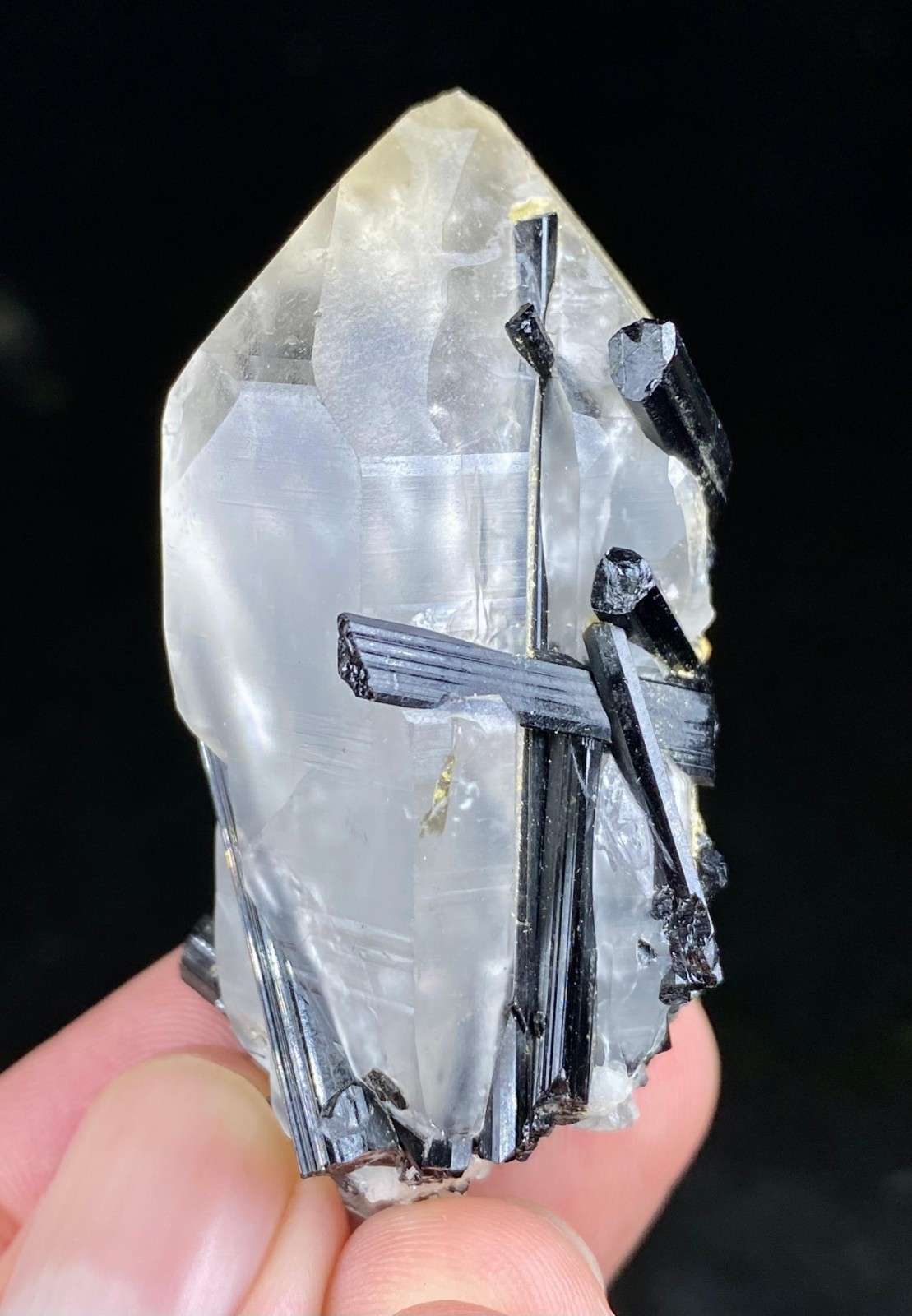Natural Quardz With Black Tourmaline Crystal Specimen