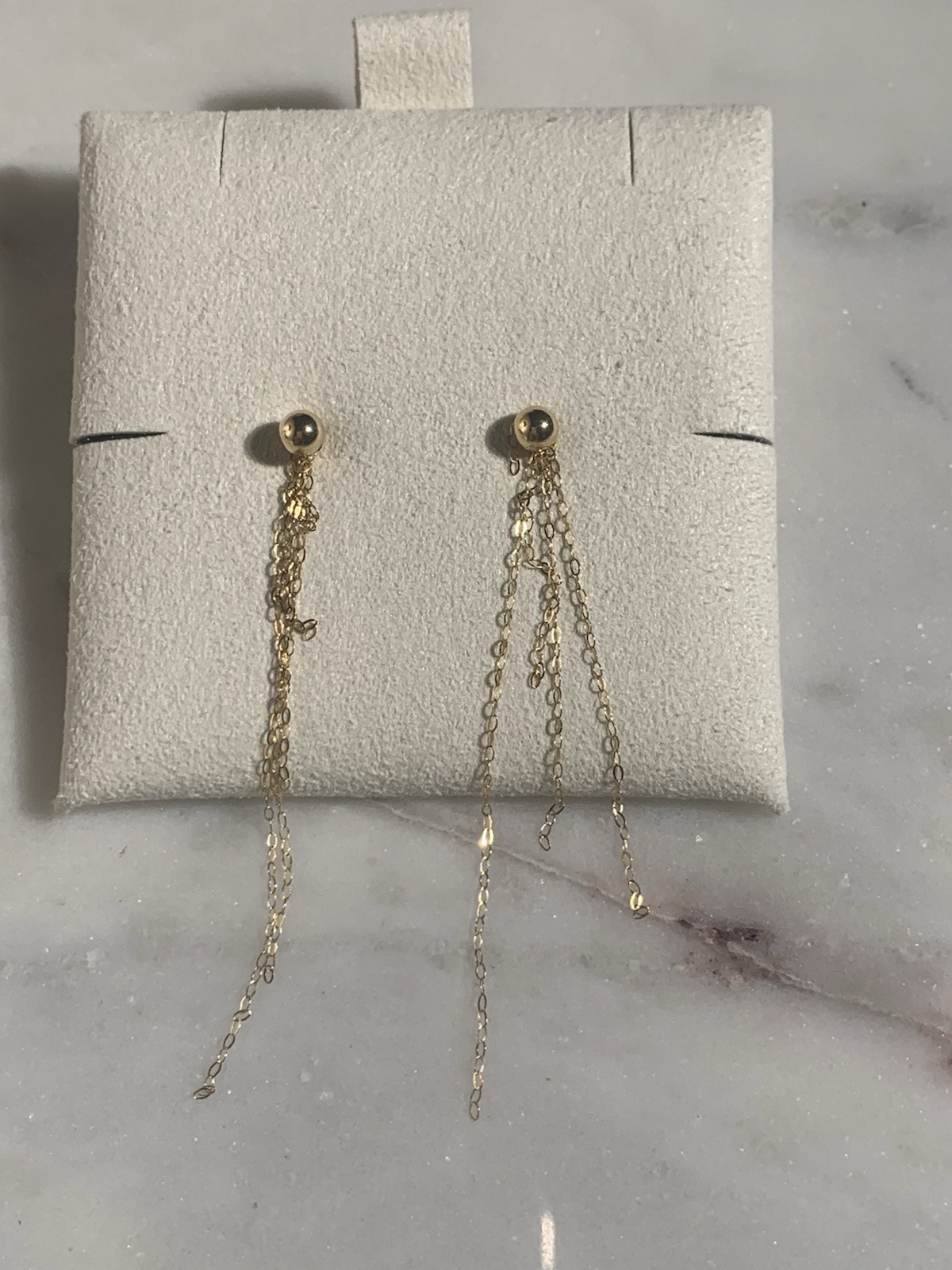 18 K Gold stamped Chain Dangle Drop Earrings Asymmetrical 5cm Fashion