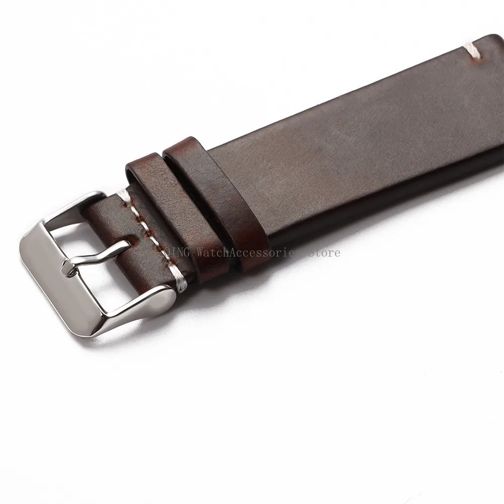 Retro Oil Wax Genuine Leather Watch Band 18 19 20 21 22 24mm Thin Cowhide Strap.