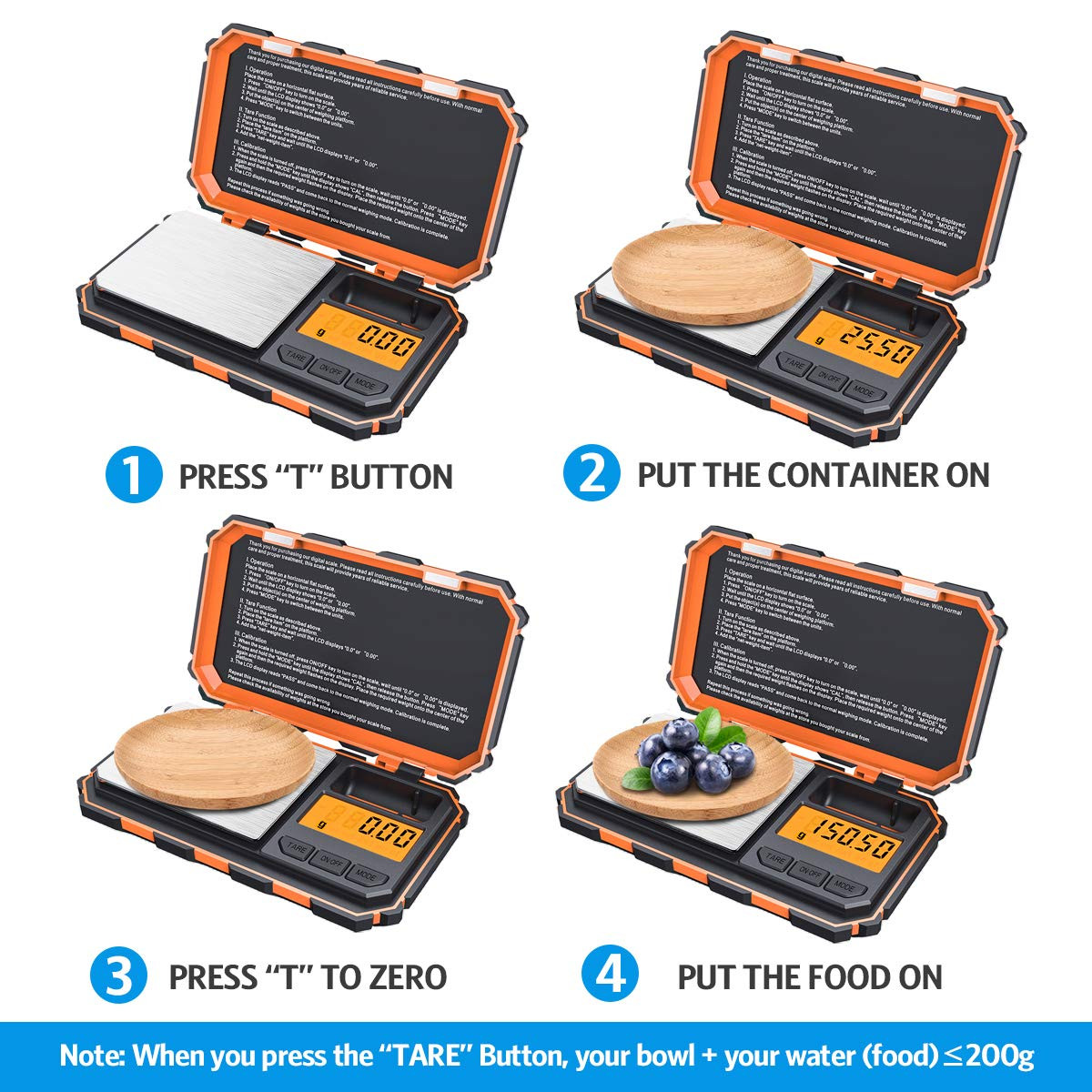 AMIR Digital Pocket Scale, Gram Scale 200G/0.01G, 6 Units Conversion Smart Scale