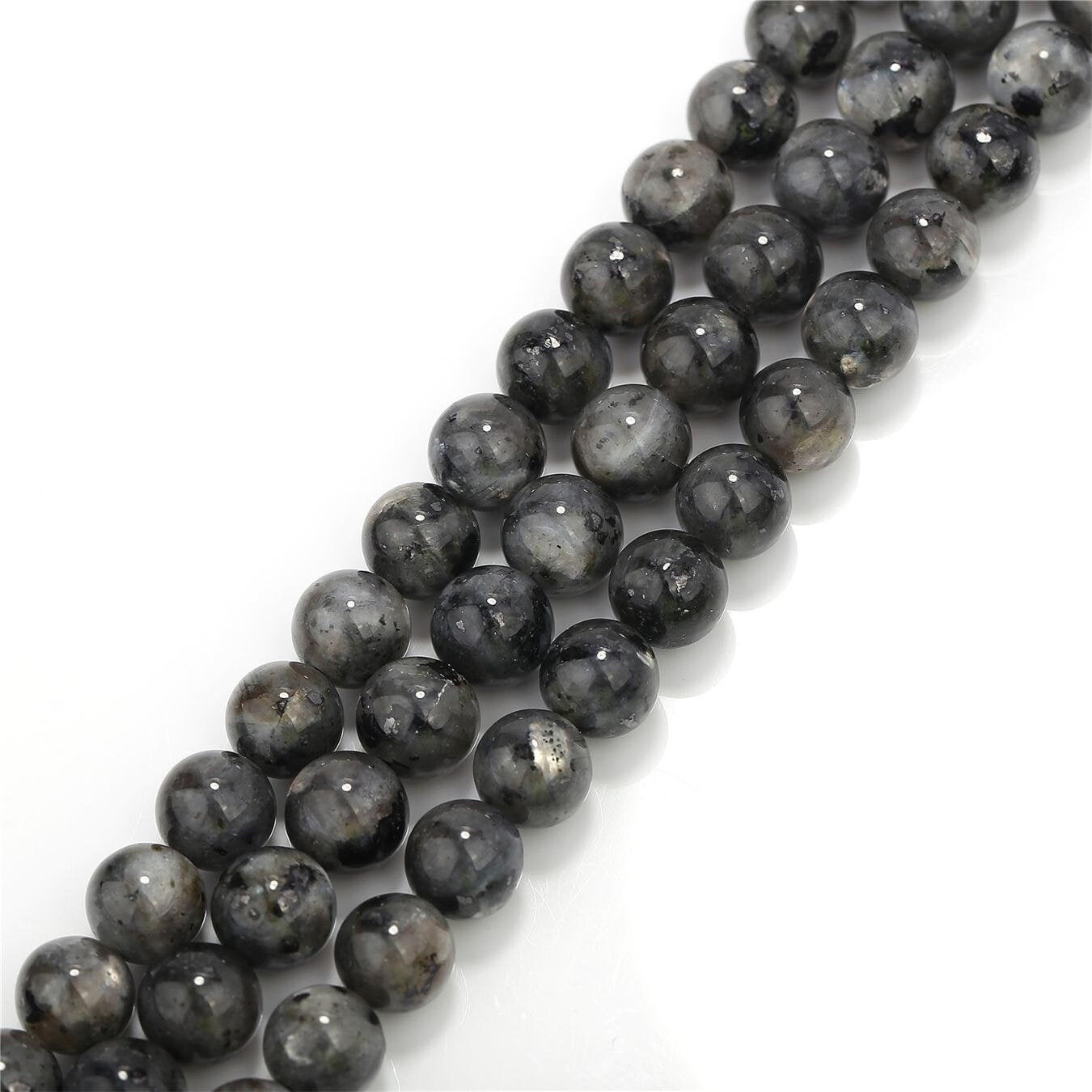 2.0mm Hole Larvikite Labradorite Smooth Round Beads 6mm 8mm 10mm 15.5″ Strand
