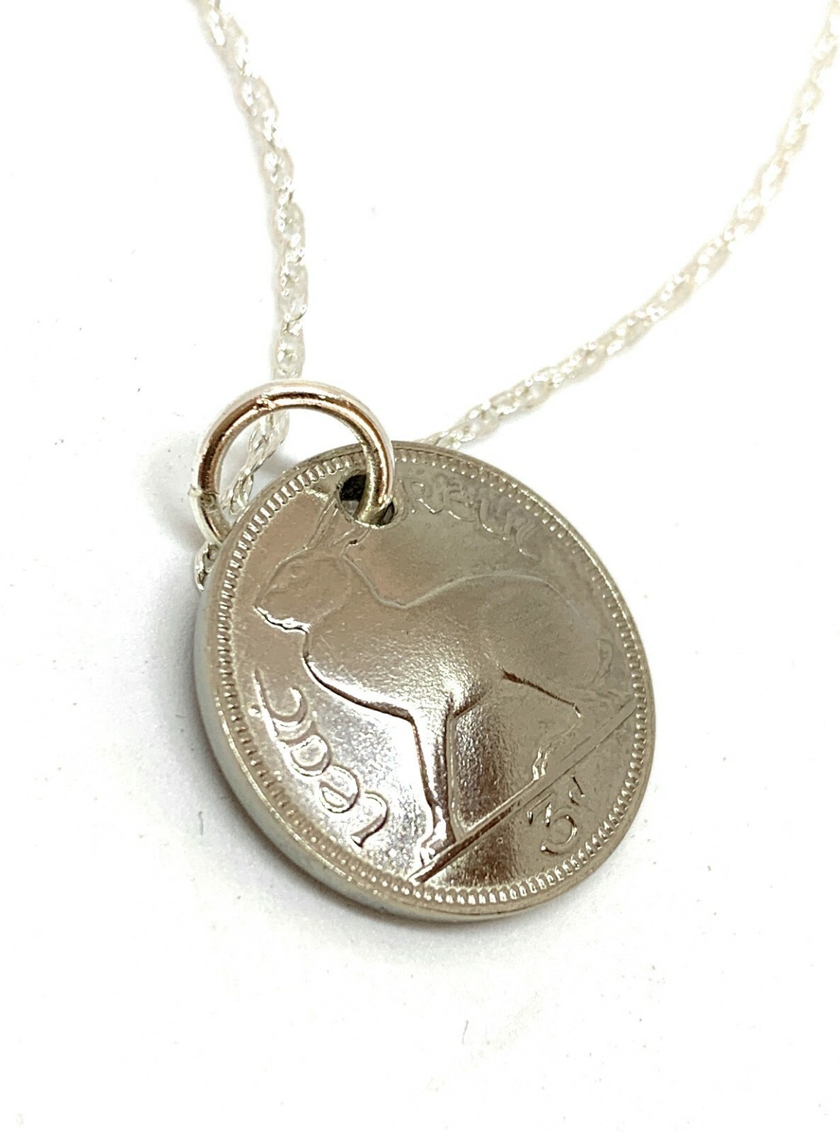 Birthday / Anniversary Irish 3D Three Pence Vaulted Coin Pendant with 45.7cm