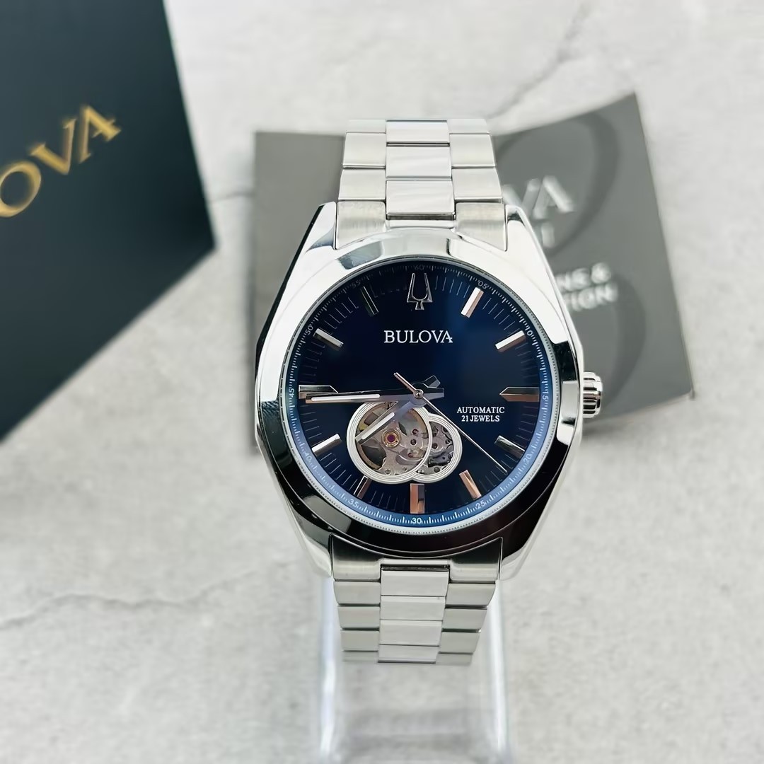 Bulova 96A275 Surveyor Men’s Blue Dial Stainless Steel Strap Automatic Watch