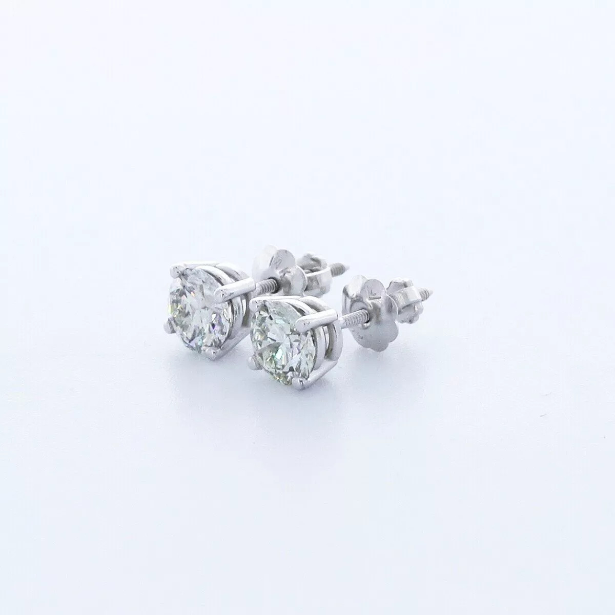 Solid 14K White Gold Stud Earrings Classic 1.01 CT Round Natural Diamond G SI1
