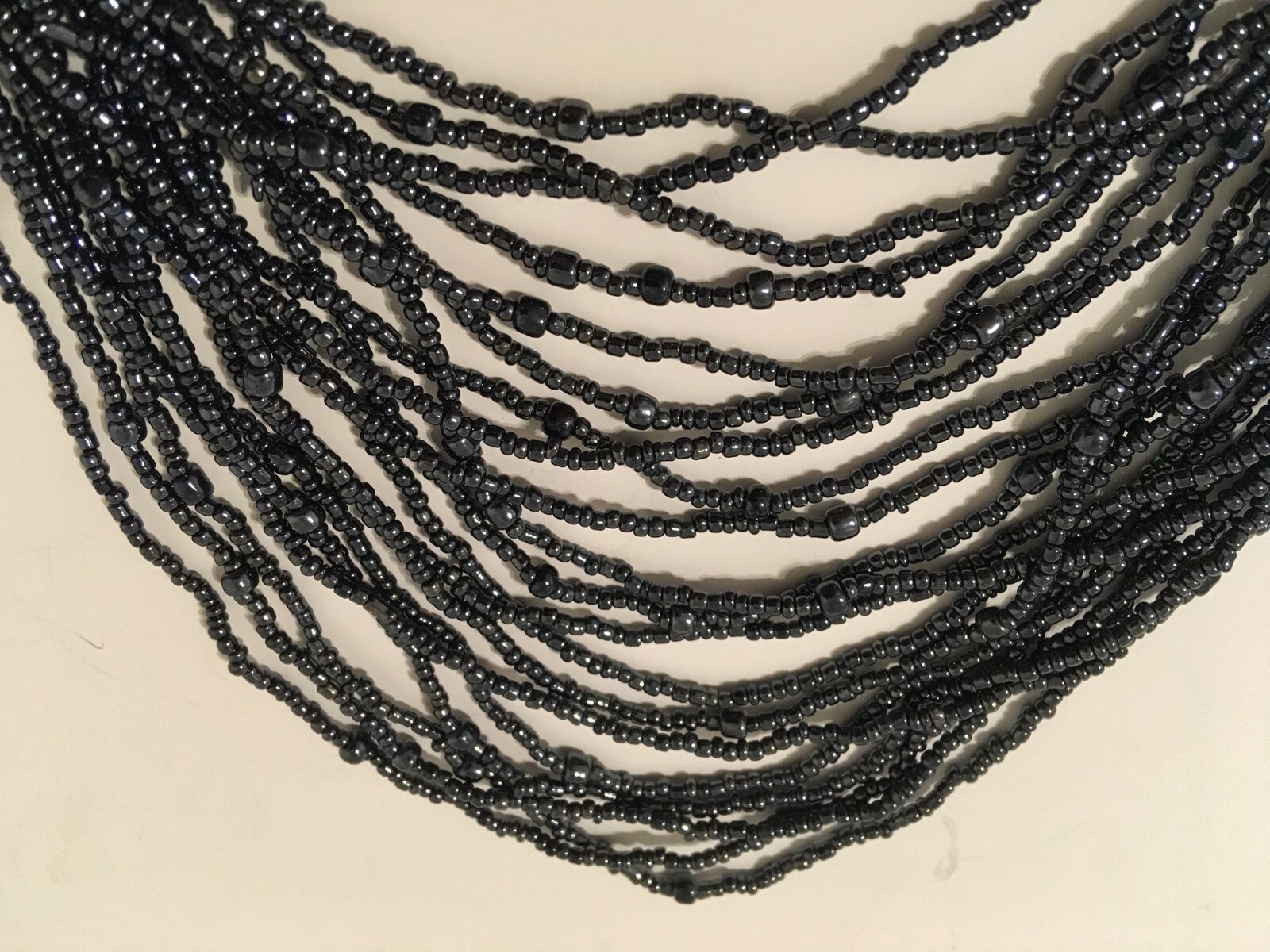Charcoal Gray Necklace Multi Size Beaded 20 Strand Adjustable Length Chain