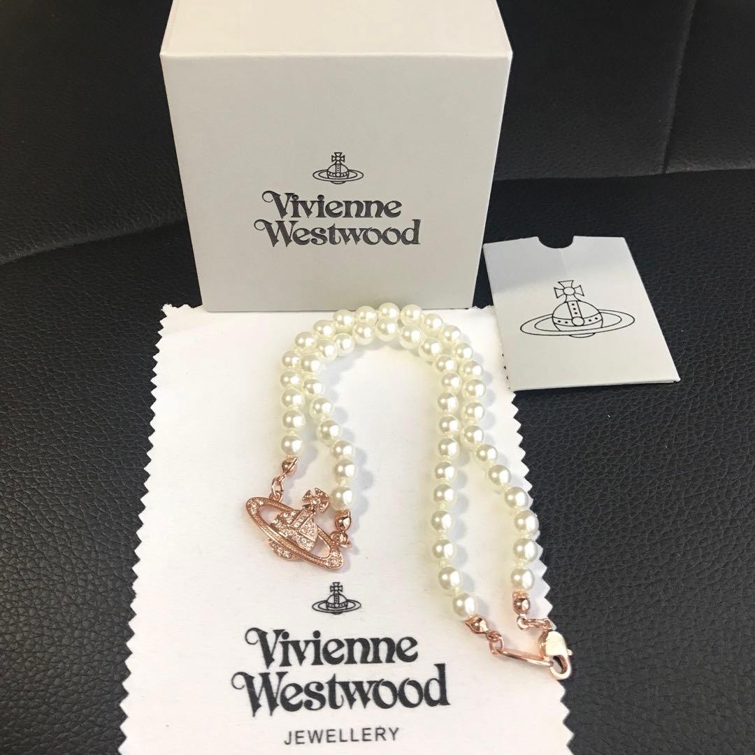 Vivienne Westwood Pearl Choker Necklace Pink Gold IN BOX [V1106