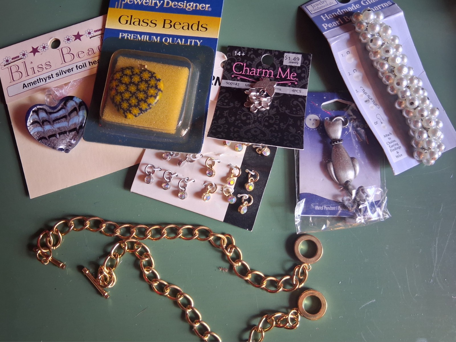 HUGE Mixed Charm Lot, Watch Faces W/batt, Toggles, Jump Rings, Clasps