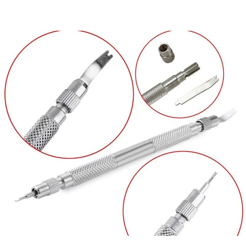 Watch Repair Spring Bar Tool Steel Link Remover Pin Pusher with Spare Tips