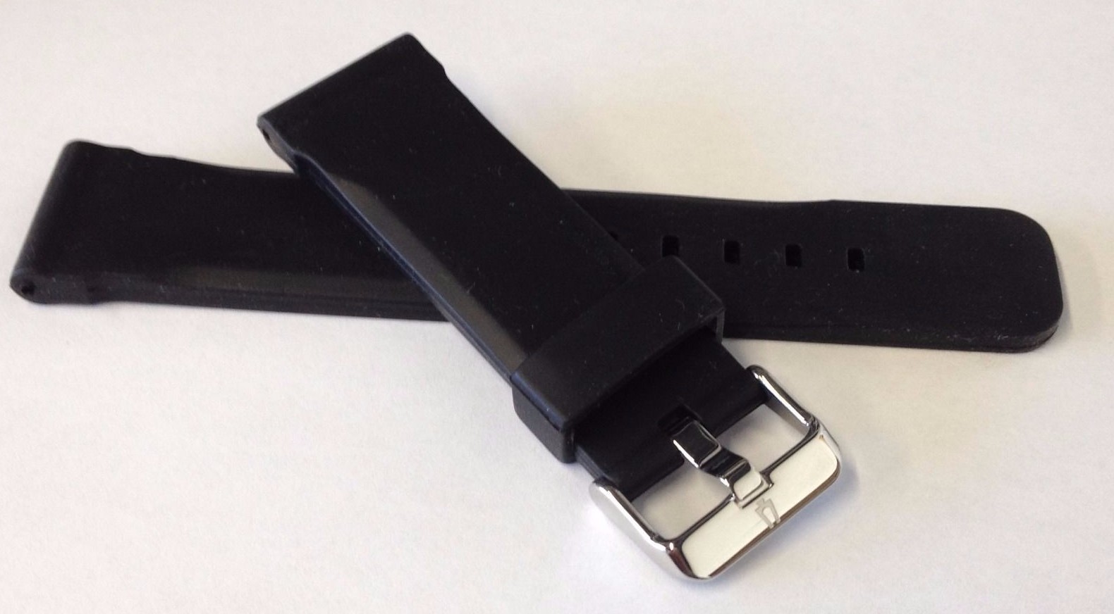 Bulova 98B127 98B277 Black Rubber Band S/S Silver Buckle Watch Band Replacement