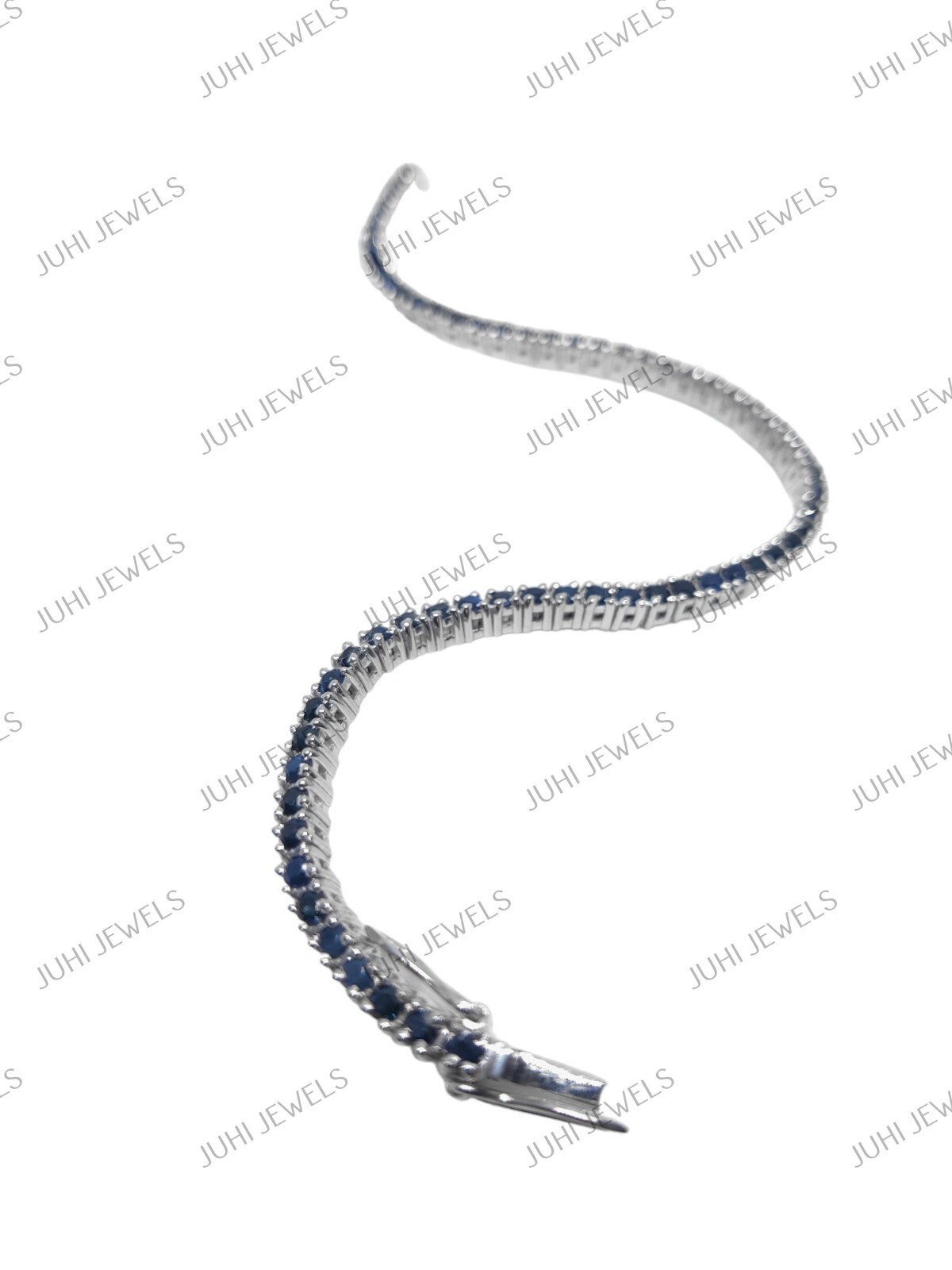 Tiny Sapphire Bracelet 925 Silver Blue Sapphire Tennis Bracelet Round Bracelet
